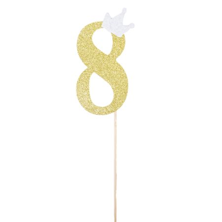 טופר גליטר גדול 1יח-מספר 8 זהב