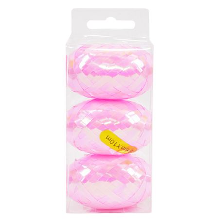 ביצי קישוט סרט מטאלי 3 יח - ורוד בייבי