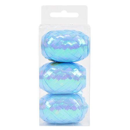 ביצי קישוט סרט מטאלי 3 יח - תכלת