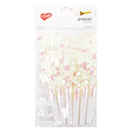 מנשפים מטאלים מקרון 6 יח- לבן