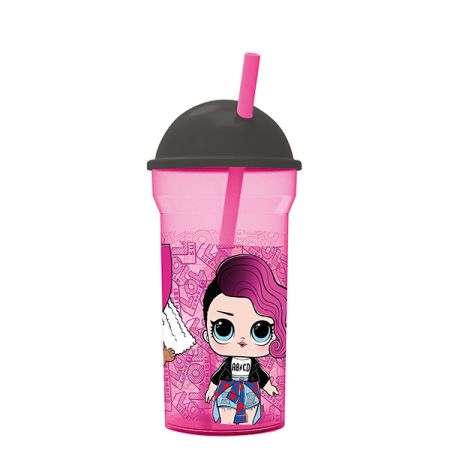 כוס עם קש שקופה 460 מל - LOL