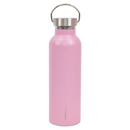 בקבוק נירוסטה דופן כפולה 750 מל פקק נירוסטה וידית אחיזה  - ורוד בייבי נצנצים