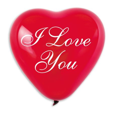 בלון CRS לב מודפס ILY במחובר (אדום 45) 100יח