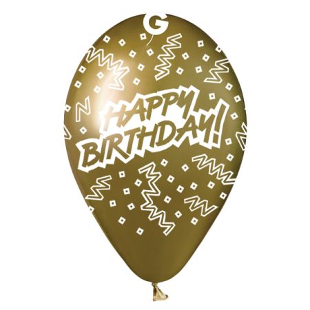בלון GBS120 מודפס מבריק  זהב זרם יום הולדת 088  (אנגלית)