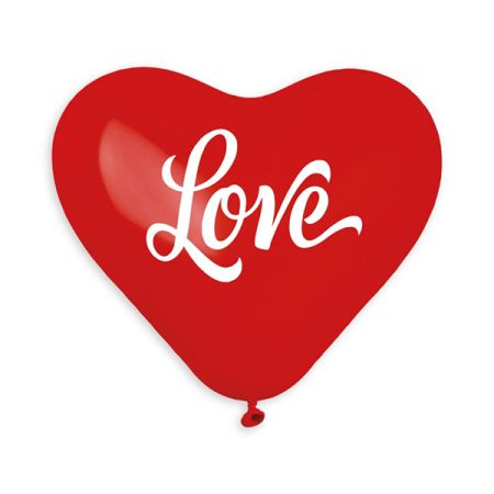 בלון CRS לב מודפס LOVE מחובר (אדום 45) 100יח