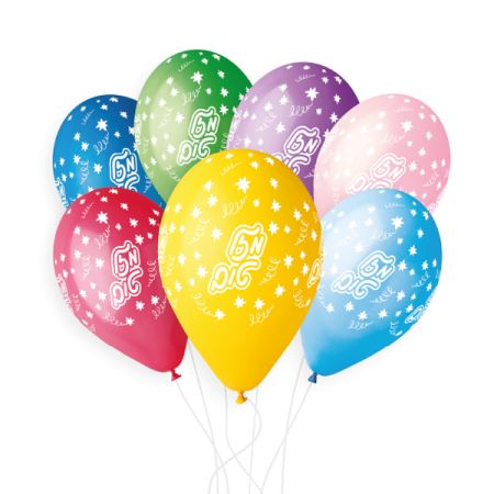 בלון GS110 מודפס  מזל טוב כוכבים מנצנצים(עברית)