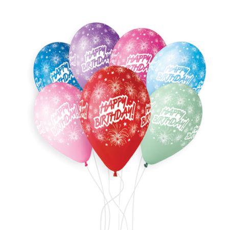 בלון GS110 מודפס יום הולדת שמח זיקוקים(אנגלית)