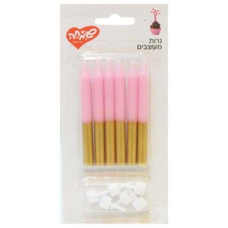 נרות ורוד עם גליטר 6 יח'-זהב 6