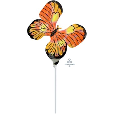 בלון על מקל 9- הולוגרפי צבעים מתחלפים שחור צהוב פרפר