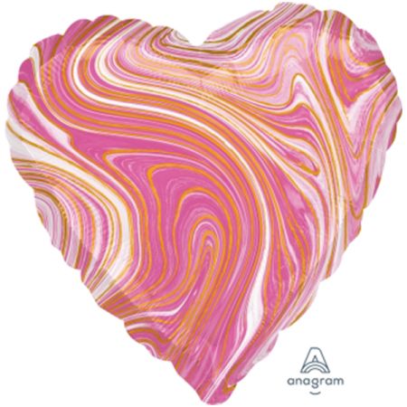 בלון מיילר 18 - שיש ורוד בצורת לב