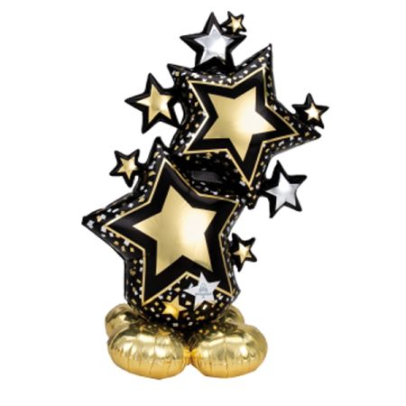 בלון איירלונז ניפוח באוויר 53 בצורת כוכבים שחור וזהב