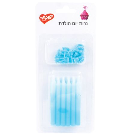 סט 12 נרות גדולים - צבע ים הדרגתי