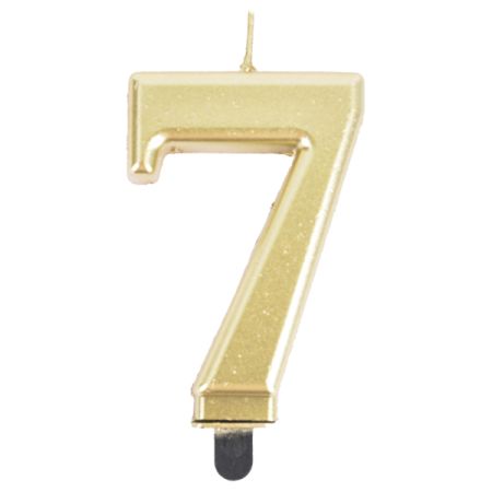 נר גדול עם מעמד שחור זהב מטאלי - ספרה 7