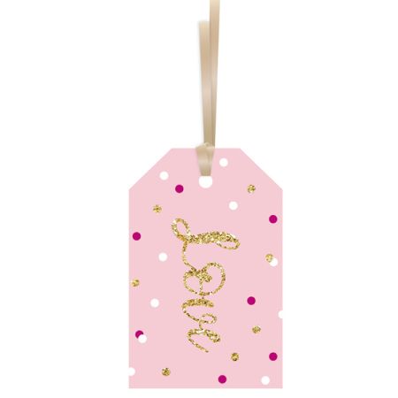 תג נייר למתנה 25 יח- אהבה ורוד