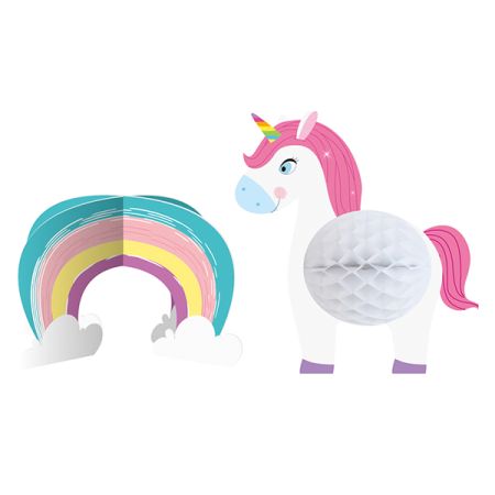 קישוט מרכז שולחן כוורת-חד קרן צבעי קשת