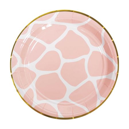 צלחות נייר 23 סמ-ספארי גירפה עם הטבעת זהב