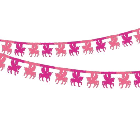 באנר שרשרת צורני חדי קרן-ורוד וכחול