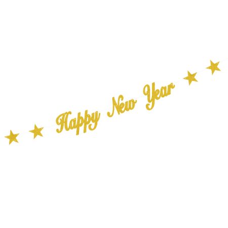 באנר HNY שנה חדשה אותיות כוכבים - זהב
