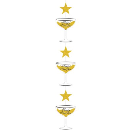 קישוט לתליה כוכבים כוס שמפניה HNY שנה חדשה