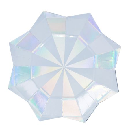 צלחת נייר מתומנת-כסוף אולטרה עם לבן-6 יח