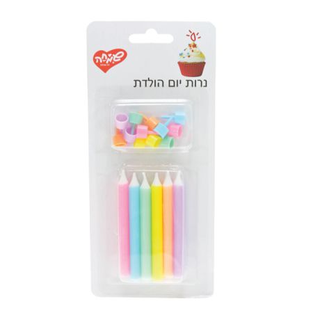 נרות יום הולדת צבעי פסטל- 12 יח