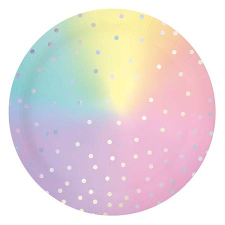 צלחות נייר 23 סמ 6 יח' עגולות - צבעי פסטל עם הטבעת כוכבים