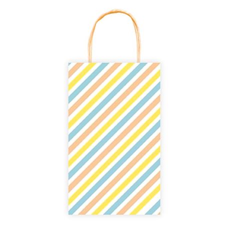 שקית חבל 21.5 על 13 סמ- פסים פסטל - 4 יח