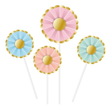 ערכת טופרים 6יח-מיני מניפות צבעי פסטל בהטבעת זהב