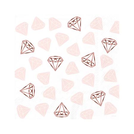 מפיות נייר 33X33- טבעות רווקות הטבעת רוז גולד- 12 יח